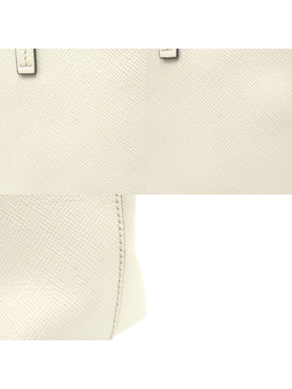 Prada Triangle Logo Plato Tote Silver Saffiano Leather White Shoulder Bag - Picture 9 of 9